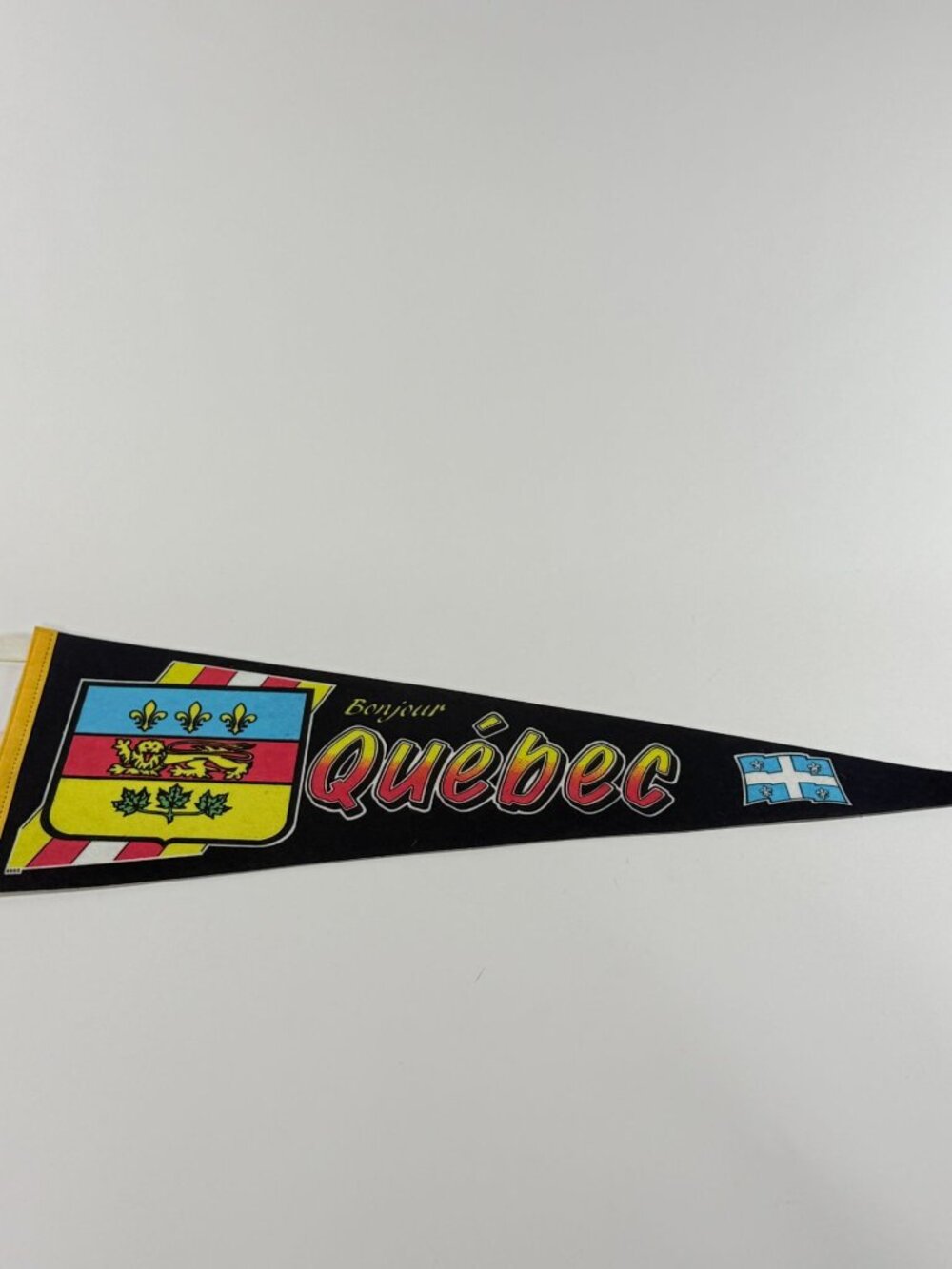 Quebec Pennant Banner Felt Fabric Black Yellow Red Blue Pre-Owned Good Condition